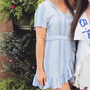 wrap dress blue and white stripe